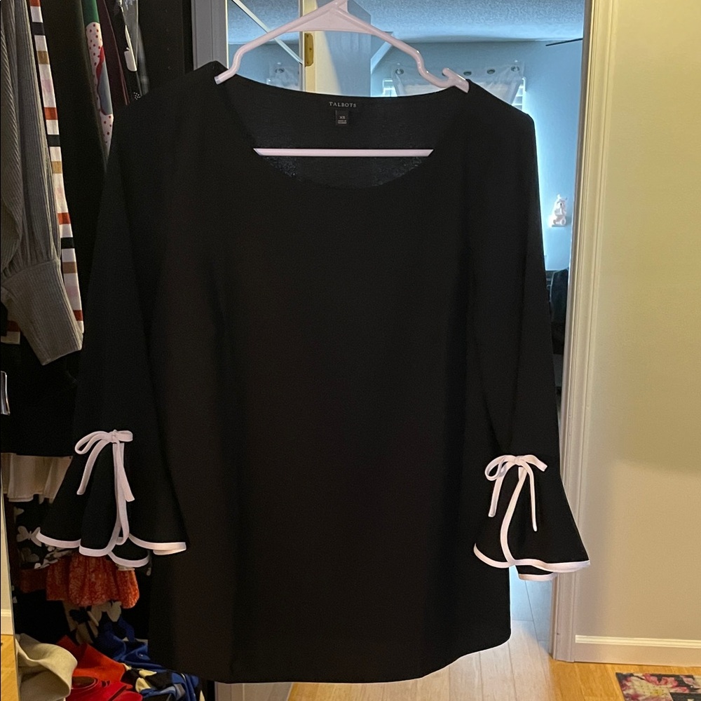 Talbots Black Top with White Accents